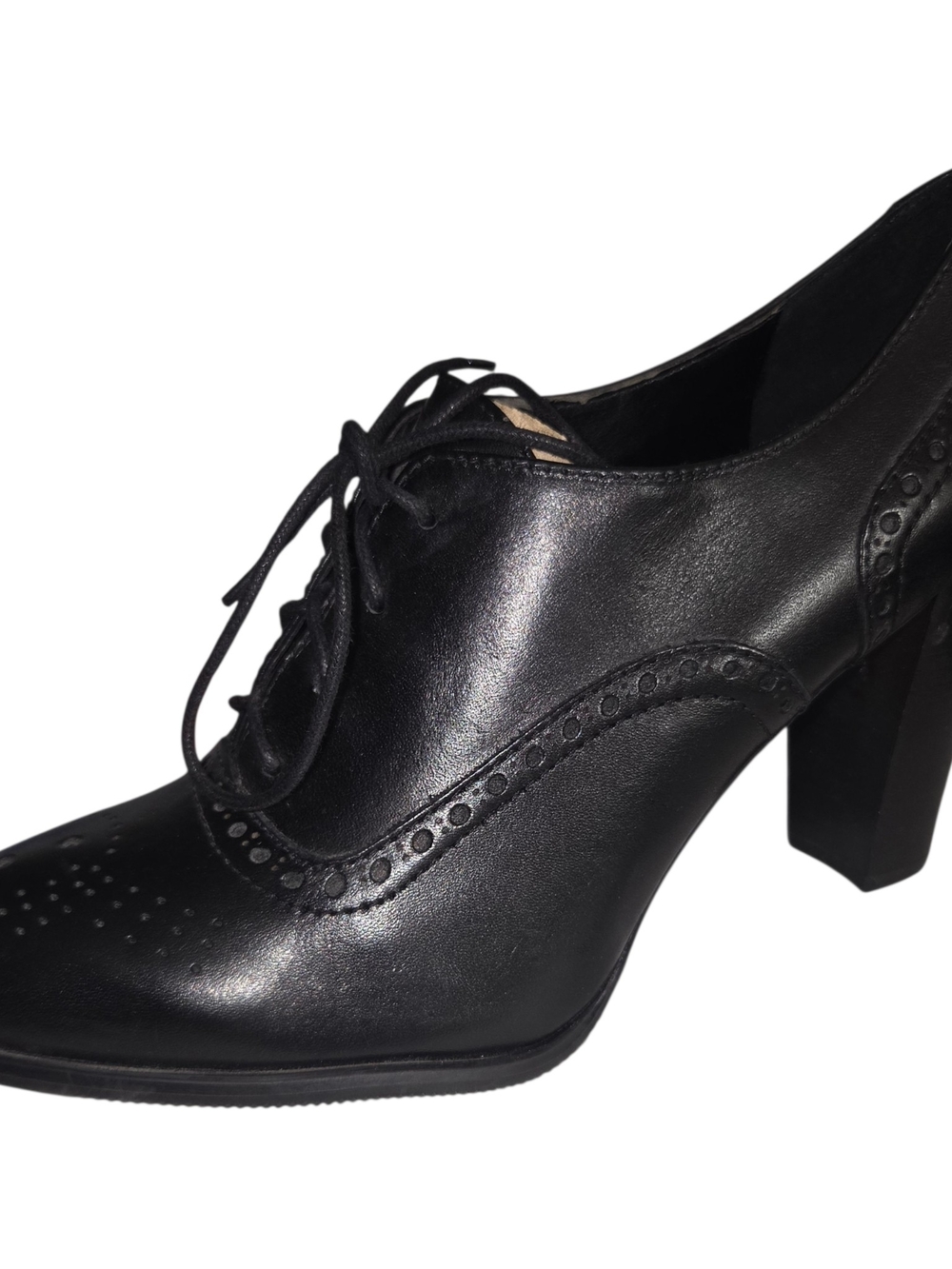 NWOT Franco Sarto Bridget Black Leather Heeled Oxfords 9.5 - Picture 5 of 9